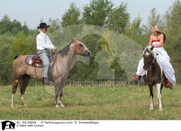 2 Reiter mit Pferd / 2 riders with horses / SS-28694