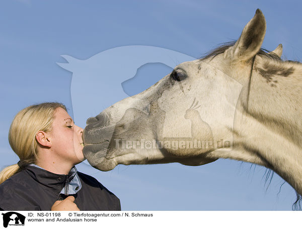 Frau und Andalusier / woman and Andalusian horse / NS-01198
