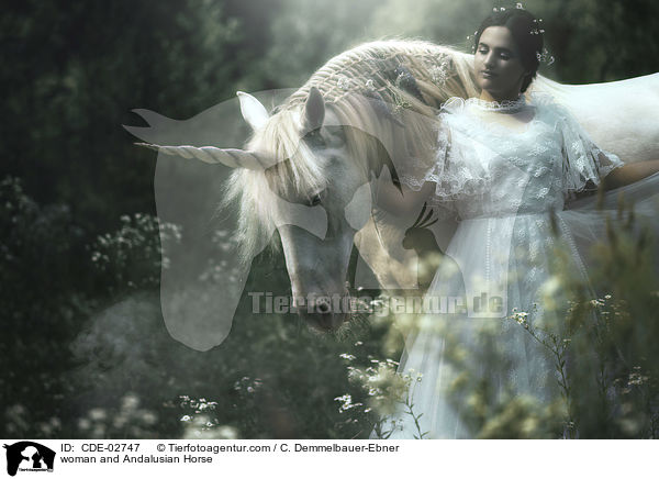 woman and Andalusian Horse / CDE-02747