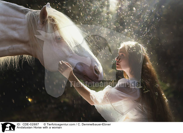 Andalusier mit Frau / Andalusian Horse with a woman / CDE-02887
