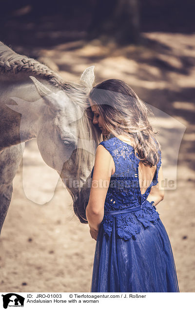 Andalusier mit Frau / Andalusian Horse with a woman / JRO-01003
