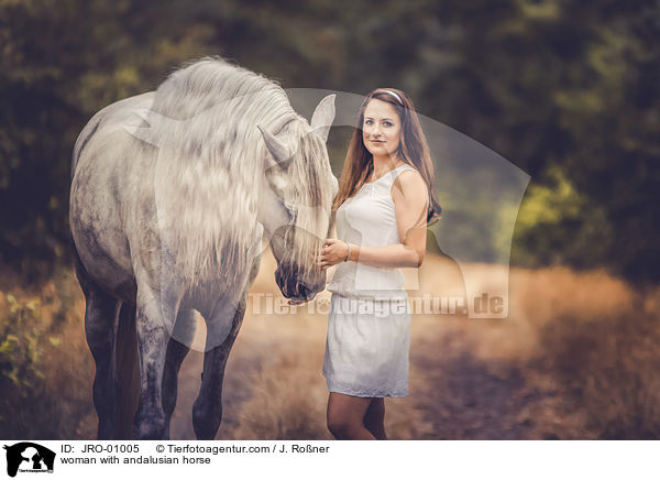 Frau mit Andalusier / woman with andalusian horse / JRO-01005