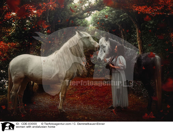 Frau mit Andalusier / woman with andalusian horse / CDE-03000