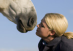 woman and Andalusian horse