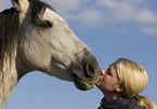 woman and Andalusian horse
