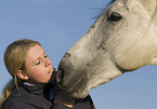 woman and Andalusian horse