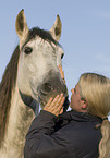 woman and Andalusian horse