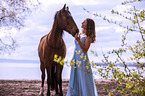 woman and Andalusian Horse