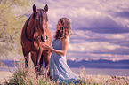 woman and Andalusian Horse