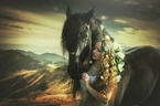 woman and Andalusian Horse