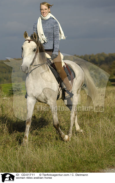 Frau reitet Araber / woman rides arabian horse / CD-01711