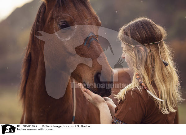 Indian woman with horse / SB-01097