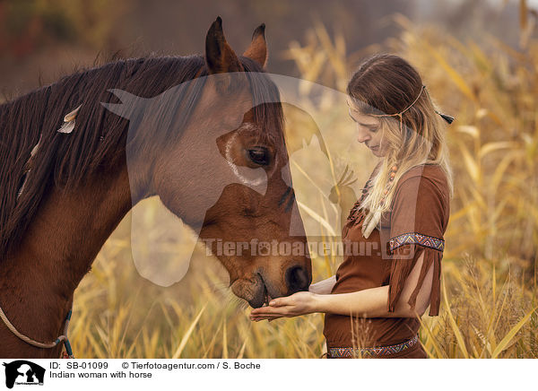 Indianerin mit Pferd / Indian woman with horse / SB-01099