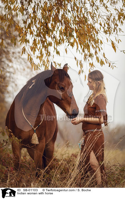 Indianerin mit Pferd / Indian woman with horse / SB-01103