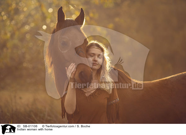 Indianerin mit Pferd / Indian woman with horse / SB-01106