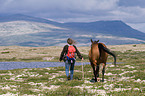 woman and arabian horse