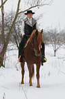 woman rides arabian horse