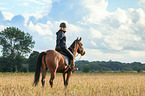 woman rides arabian horse