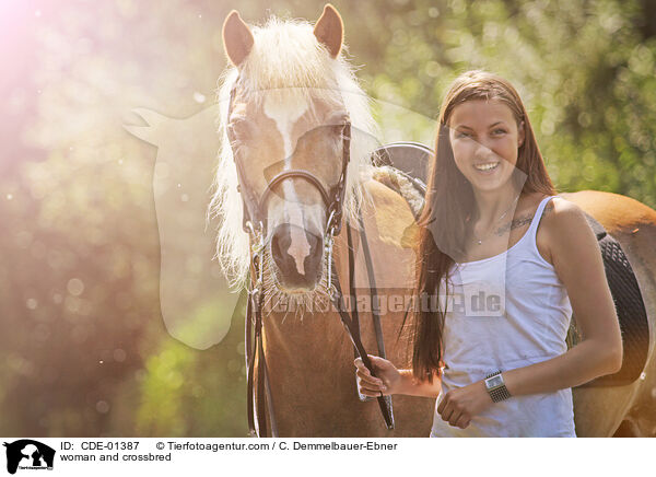 Frau und Arabo-Haflinger / woman and crossbred / CDE-01387