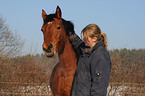 young woman with Arabo-Haflinger