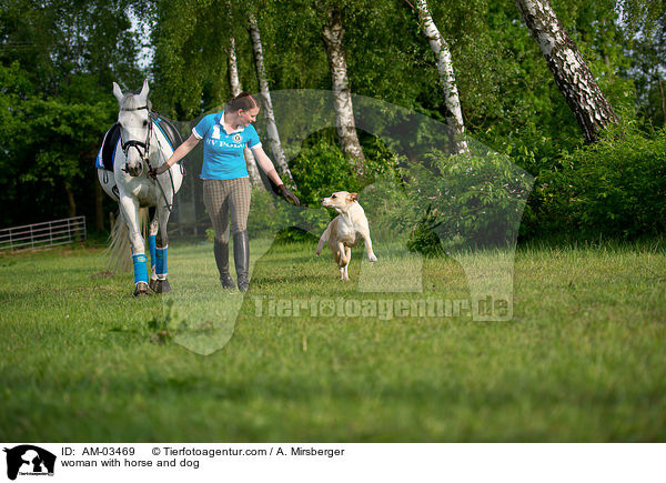 Frau mit Pferd und Hund / woman with horse and dog / AM-03469