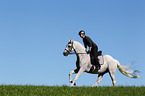 woman rides english thoroughbred