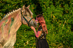 woman and Fjordhorse