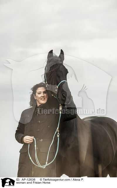 Frau und Friese / woman and Frisian Horse / AP-12636