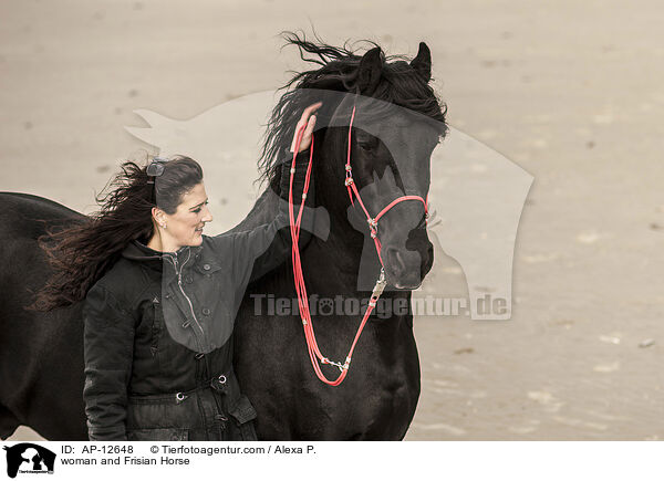 Frau und Friese / woman and Frisian Horse / AP-12648