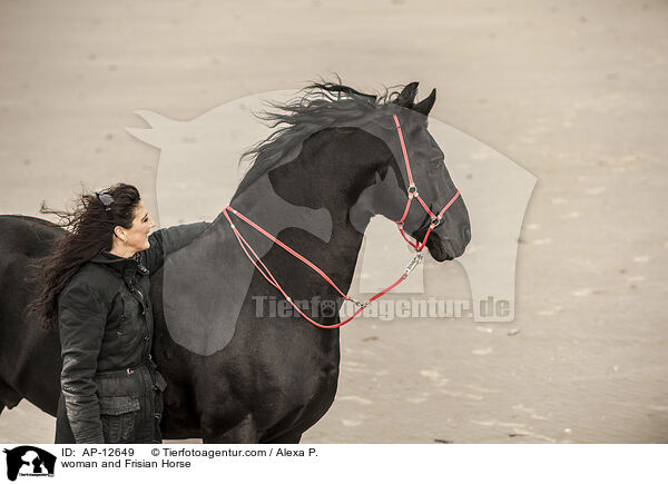 Frau und Friese / woman and Frisian Horse / AP-12649