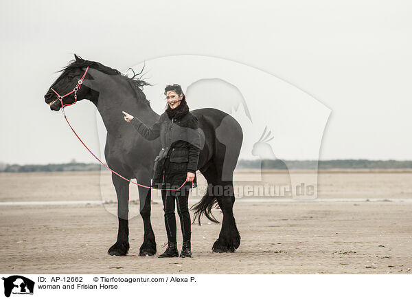 Frau und Friese / woman and Frisian Horse / AP-12662