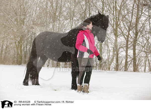 young woman with Frisian Horse / RR-64326
