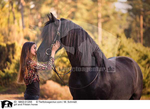 Mdchen und Friese / girl and Frisian horse / MAS-01266