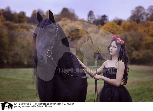 young woman with Frisian Horse / SM-01068