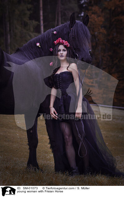young woman with Frisian Horse / SM-01073
