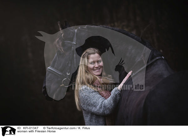 Frau mit Friese / woman with Friesian Horse / KFI-01347