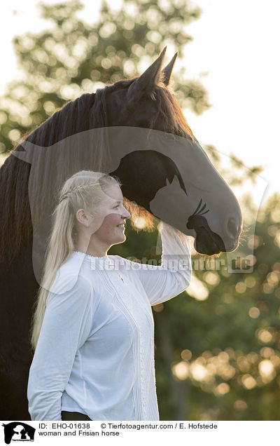 Frau und Friese / woman and Frisian horse / EHO-01638