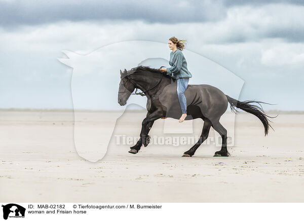 Frau und Friese / woman and Frisian horse / MAB-02182