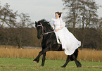 angel and friesian horse