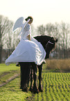 angel and friesian horse