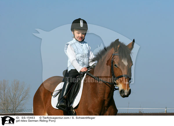 Mdchen reitet Deutsches Reitpony / girl rides pony / SS-15463