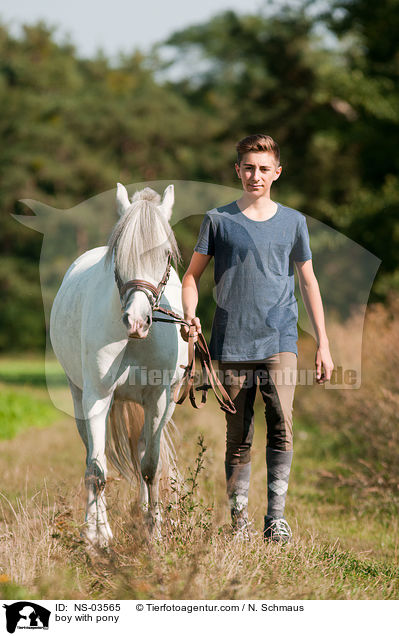 Junge mit Deutschem Reitpony / boy with pony / NS-03565