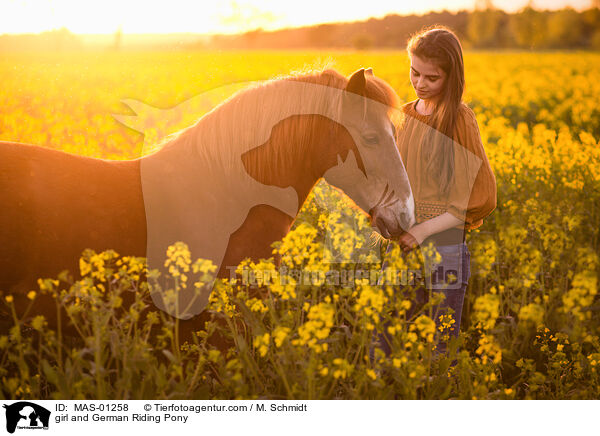 Mdchen und Deutsches Reitpony / girl and German Riding Pony / MAS-01258