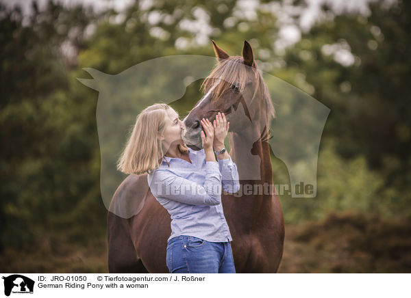 German Riding Pony with a woman / JRO-01050