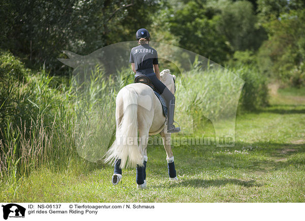 Mdchen reitet Deutsches Reitpony / girl rides German Riding Pony / NS-06137