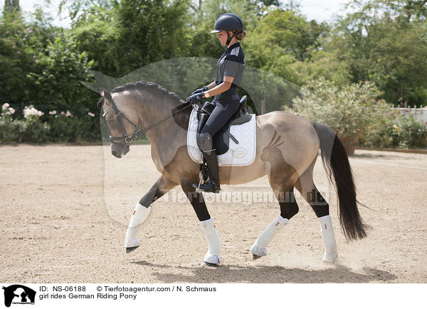 Mdchen reitet Deutsches Reitpony / girl rides German Riding Pony / NS-06188