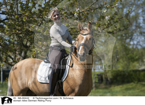 woman rides German Riding Pony / NS-06442