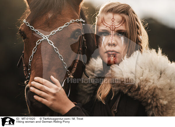 Viking woman and German Riding Pony / MT-01920