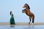 woman and German Riding Pony