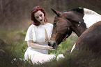 woman and German Riding Pony